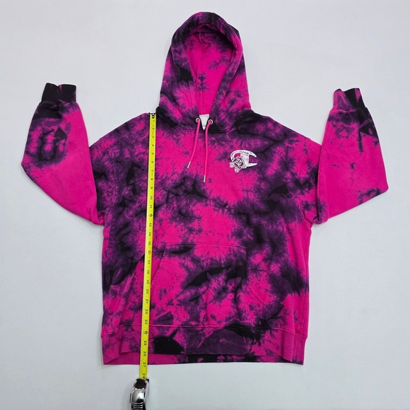 Champion Womens Pink Black Tie Dye Hoodie Sweatshirt XL Rose Logo - Picture 8 of 13